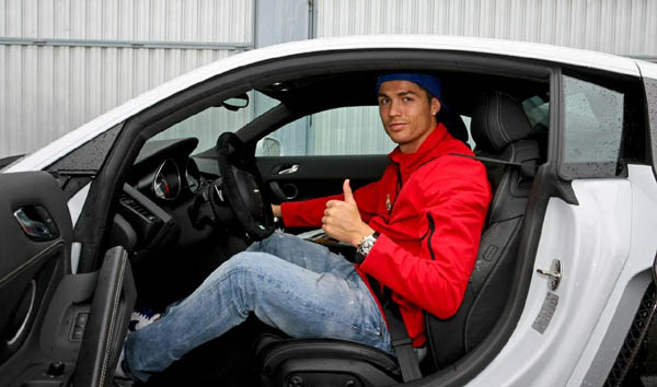 cristiano ronaldo sitting in his new car