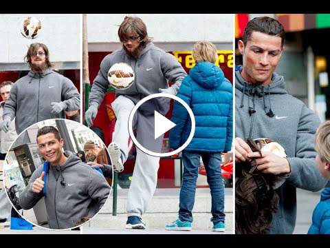 Cristiano Ronaldo surprises a kid on a Madrid's street - [FULL VIDEO]