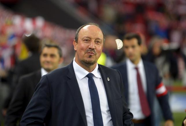 Real Madrid coach Rafa Benitez reacts before their Spanish first division soccer match against Athletic Bilbao at San Mames stadium in Bilbao