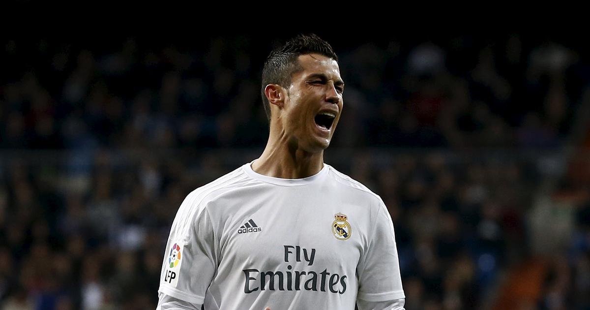 Real Madrid's Cristiano Ronaldo reacts during the match