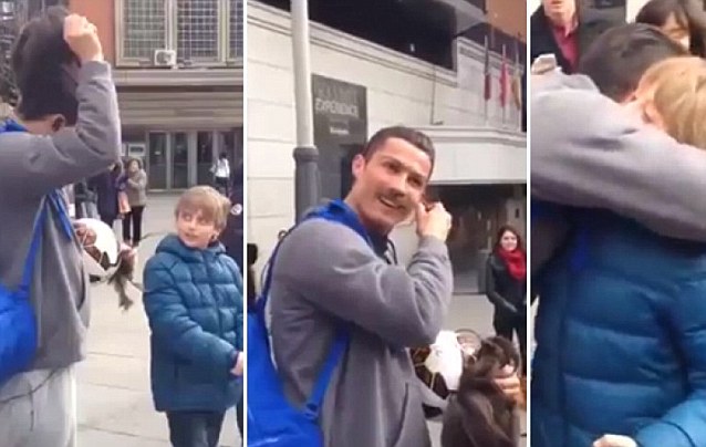Ronaldo in Disguise Surprises a Kid on Madrid Street [FULL VIDEO]