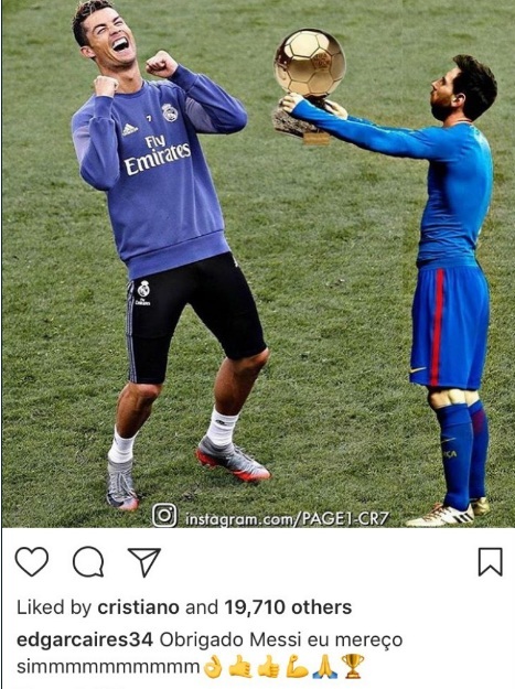 Ronaldo Liked Messi Meme Trolling The Barca Player about Ballon d'Or